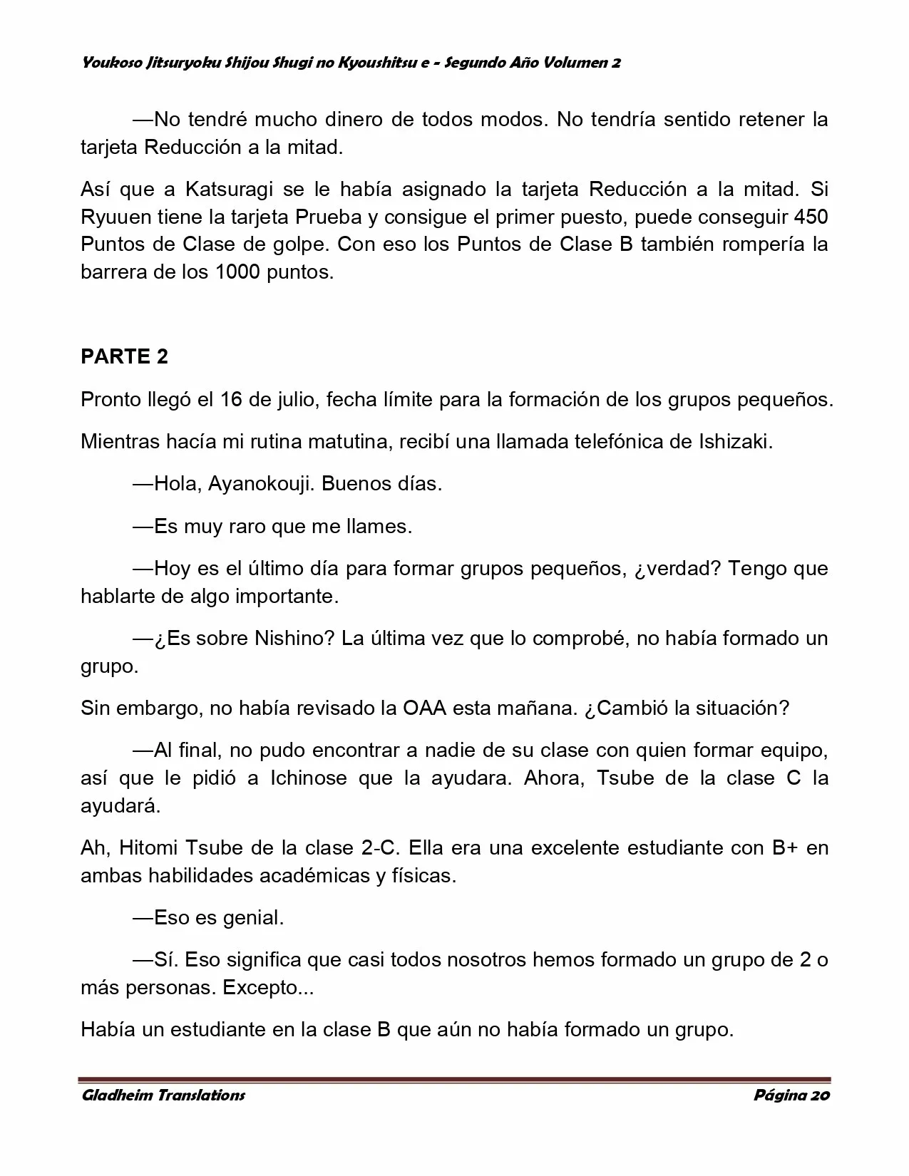 Página 20 del Manga